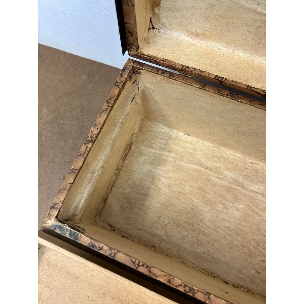 Antique Dollhouse Steamer Trunk w Tray Miniature Wood Slat Chest Vintage Box Old